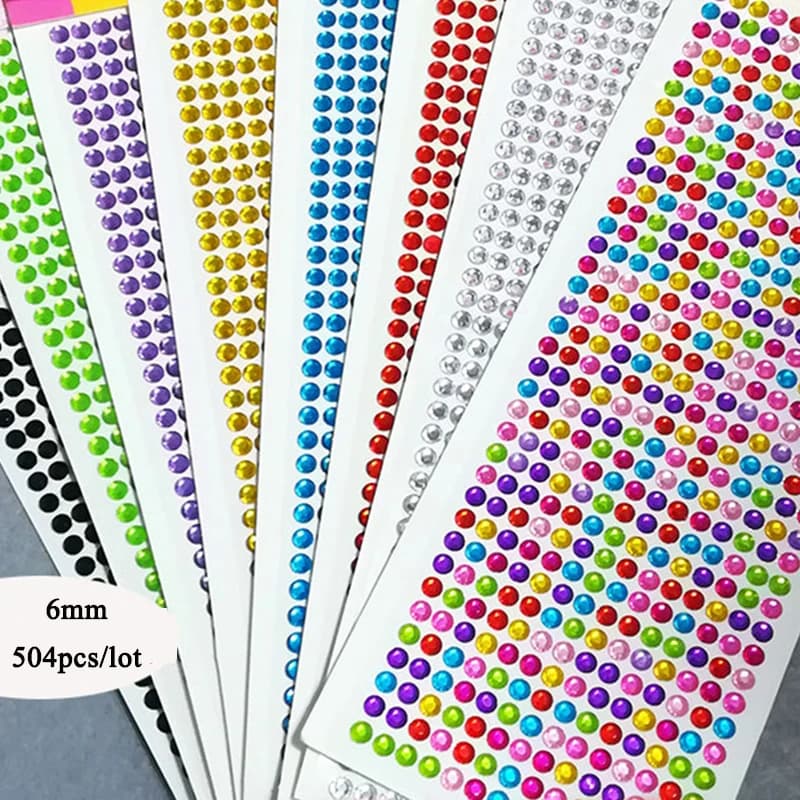 504/900Pcs 4/6mm Self Adhesive Rhinestones Acrylic Rhinestone Stickers DIY Decal Scrapbooking Stickers Kids Rhinestones Applique