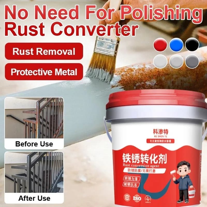 No Grinding Rust Converter Anti-Rust Paint Water-Based Anti-Corrosion Metal Paint for Indoor OutdoorDoor Window Fence Refurbish