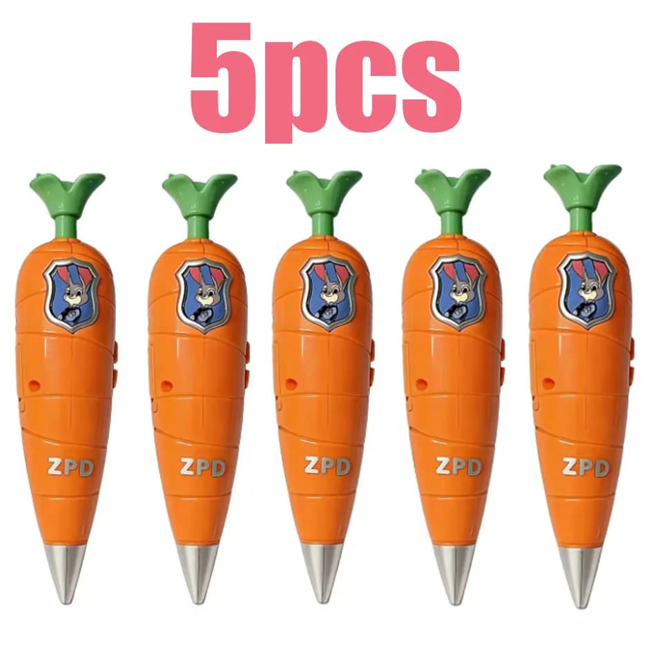 1/3/6/10Pcs Zootopia 2 Carrot Recorder Pen | Judy & Nick Style for Kids | 60s Mini Recorder | 2-in-1 Gel Pen Stationery