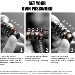 Motorcycle Bicycle Anti-Theft Chain 4-Digit Password Combination Helmet Lock Safety Portable Cable Lock Durable Wire Rope
