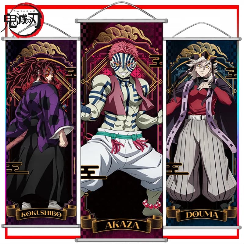 Demon Slayer Wall Scroll Cartoon Akaza Poster Wall Decoration Long Scroll Style Anime Merchandise Holiday Gift Trendy Toy