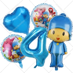 Cute Pocoyos Birthday Number Balloons Set Boy Girl Party Decoration Cartoon Baby Shower Party Supplies Kids Birthday Favors