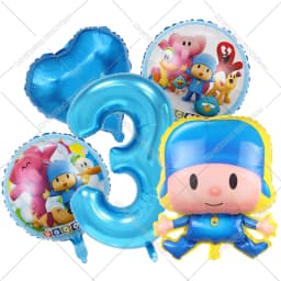 Cute Pocoyos Birthday Number Balloons Set Boy Girl Party Decoration Cartoon Baby Shower Party Supplies Kids Birthday Favors