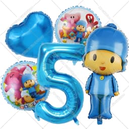 Cute Pocoyos Birthday Number Balloons Set Boy Girl Party Decoration Cartoon Baby Shower Party Supplies Kids Birthday Favors