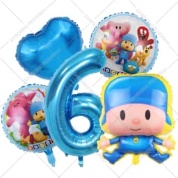 Cute Pocoyos Birthday Number Balloons Set Boy Girl Party Decoration Cartoon Baby Shower Party Supplies Kids Birthday Favors
