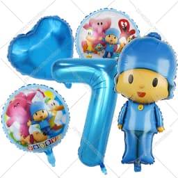 Cute Pocoyos Birthday Number Balloons Set Boy Girl Party Decoration Cartoon Baby Shower Party Supplies Kids Birthday Favors
