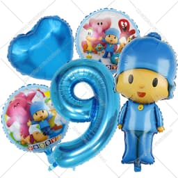 Cute Pocoyos Birthday Number Balloons Set Boy Girl Party Decoration Cartoon Baby Shower Party Supplies Kids Birthday Favors