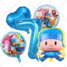 Cute Pocoyos Birthday Number Balloons Set Boy Girl Party Decoration Cartoon Baby Shower Party Supplies Kids Birthday Favors