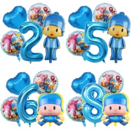 Cute Pocoyos Birthday Number Balloons Set Boy Girl Party Decoration Cartoon Baby Shower Party Supplies Kids Birthday Favors