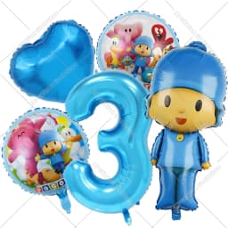 Cute Pocoyos Birthday Number Balloons Set Boy Girl Party Decoration Cartoon Baby Shower Party Supplies Kids Birthday Favors