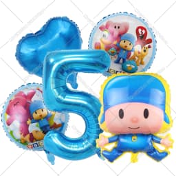 Cute Pocoyos Birthday Number Balloons Set Boy Girl Party Decoration Cartoon Baby Shower Party Supplies Kids Birthday Favors