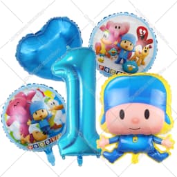 Cute Pocoyos Birthday Number Balloons Set Boy Girl Party Decoration Cartoon Baby Shower Party Supplies Kids Birthday Favors