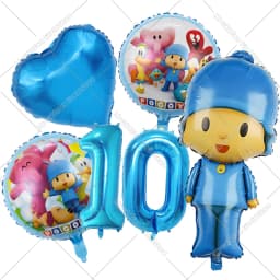 Cute Pocoyos Birthday Number Balloons Set Boy Girl Party Decoration Cartoon Baby Shower Party Supplies Kids Birthday Favors