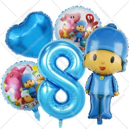 Cute Pocoyos Birthday Number Balloons Set Boy Girl Party Decoration Cartoon Baby Shower Party Supplies Kids Birthday Favors