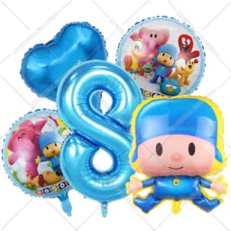 Cute Pocoyos Birthday Number Balloons Set Boy Girl Party Decoration Cartoon Baby Shower Party Supplies Kids Birthday Favors