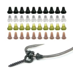 Hirisi 50pcs Fishing Hook Stoppers Set, Soft Rubber Terminal Rigs for Carp Fishing Tackle 4 Colors Terminal Tackle Accessories