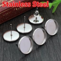 6/8/10/12mm-20mm Stainless Steel Earring Studs,Earrings Blank/Base,Fit 6-20mm Glass Cabochons,Buttons;Earring Bezels