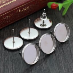 6/8/10/12mm-20mm Stainless Steel Earring Studs,Earrings Blank/Base,Fit 6-20mm Glass Cabochons,Buttons;Earring Bezels