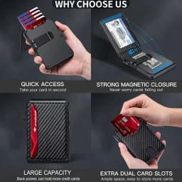 New Slim Minimalist Wallet Men's PU Leather Bifold Wallet RFID Blocking Card Holder, Pop Up Magnetic Wallet with Cash Clip