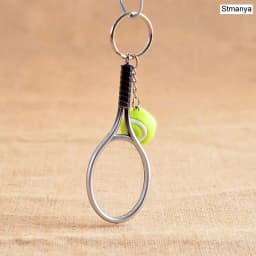 Hot SALE Mini Tennis Racket Pendant Keychain Keyring Key Chain Ring Finder Holer Accessories For Lover's Day Gifts #17162