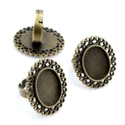 Fit 13x18mm 5pcs Bronze and Antique Silver Plated Colors Oval Adjustable Ring Settings Blank/Base