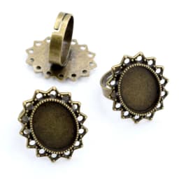 Fit 13x18mm 5pcs Bronze and Antique Silver Plated Colors Oval Adjustable Ring Settings Blank/Base