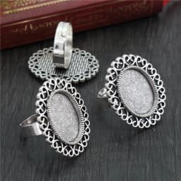 Fit 13x18mm 5pcs Bronze and Antique Silver Plated Colors Oval Adjustable Ring Settings Blank/Base