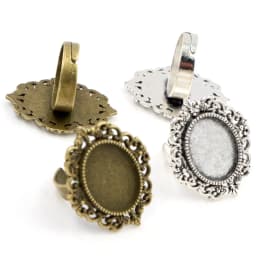 Fit 13x18mm 5pcs Bronze and Antique Silver Plated Colors Oval Adjustable Ring Settings Blank/Base