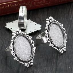 Fit 13x18mm 5pcs Bronze and Antique Silver Plated Colors Oval Adjustable Ring Settings Blank/Base