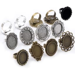 Fit 13x18mm 5pcs Bronze and Antique Silver Plated Colors Oval Adjustable Ring Settings Blank/Base
