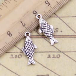20pcs Charms Double Sided Fish 20x8mm Tibetan Bronze Silver Color Pendants Antique Jewelry Making DIY Handmade Craft