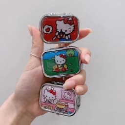 Anime Hello Kitty Metal Storage Box Pill Organizer Compartmentalized Cute Cartoon Mini Jewelry Box Candy Container Kawaii