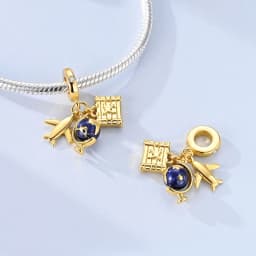 Hot 925 Sterling Silver Gold Charm Bead Pendant Airplane Elephant Heart Box Charm Fit Original Bracelet Woman DIY Jewelry Gift