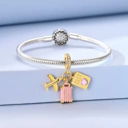 Hot 925 Sterling Silver Gold Charm Bead Pendant Airplane Elephant Heart Box Charm Fit Original Bracelet Woman DIY Jewelry Gift