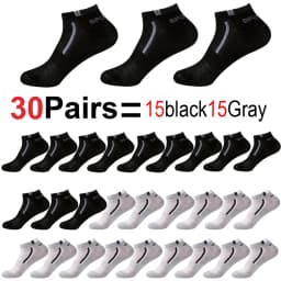 30Pairs Men Socks Mesh Breathable Short Casual Socks Color-block Sports Sock Sports Socks Absorb Sweat Ankle