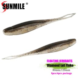 SUNMILE Shad Soft Jerkbait 80mm120mmTPE Floating Fluke Softbait ,Soft Lure For Feshwater Or Saltwater Bass Artificial