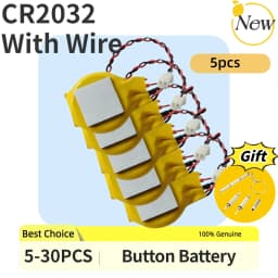 5-30PCS CR2032 Battery with Wire 2pin Laptop Motherboard BIOS CMOS Battery Disassemble Button Battery CR2016 2032