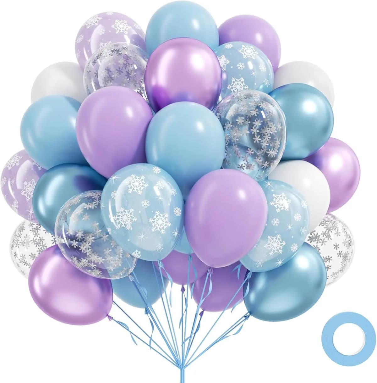 40pcs 12inch Snowflake Purple Blue Latex Balloons Set for Frozen Theme Birthday Snow Queen Wonderland Party Decoration Supplies