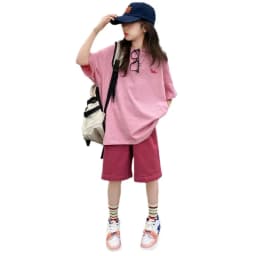 Summer Girls Cotton Alphabet Prints T-Shirt Tops+Plain Shorts Pant Workout Sets School Kids 2PCS Tracksuit Child Outfits 5-16 Yr