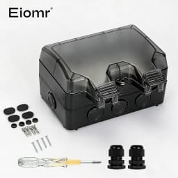 EIOMR 16A 220V IP66 Waterproof Double Socket,Black Outdoor Power Outlet with Switch,With Type C Charging Port EU Standard Socket