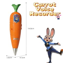 @# NEW Disney Zootopia 2 Carrot Recorder Pen | Judy & Nick Style for Kids | 60s Mini Recorder | 2-in-1 Gel Pen Stationery-----