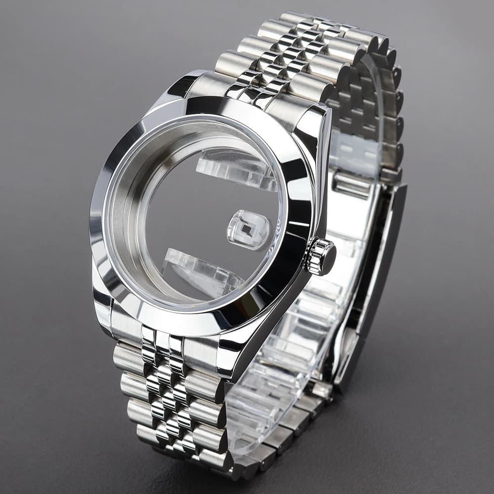 36mm/39mm Watch Case Glide Lock Bracelet Sapphire Crystal Glass For DJ SK NH35 NH36 NH34NH70 Miyota8215 Movement Air King Oyster