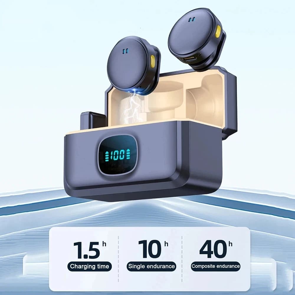 2.4GHz Wireless Lavalier Microphone - Magnetic Suction Design with Charging Case Mini Portable For Video Recording 2026 NEW