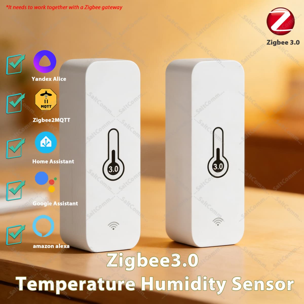 Zigbee 3.0 Smart Temperature & Humidity Sensor Indoor Thermometer Hygrometer Monitor Works with Home Assistant Z2MQTT Yandex ZHA