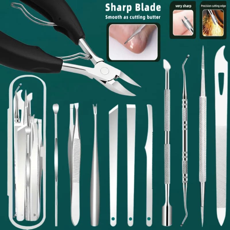 1/10/11pcs Stainless Steel In-Growth Toenail and Cuticle Removal Kit - Odorless Pedicure and Manicure Suitable for Nail Polish