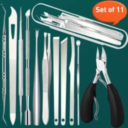 1/10/11pcs Stainless Steel In-Growth Toenail and Cuticle Removal Kit - Odorless Pedicure and Manicure Suitable for Nail Polish