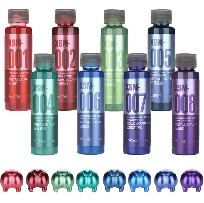 DSPIAE XSM Metallic Water Based Paint 50ML For Model Hobby DIY Airbrush Spraying Assembly Pigments Pre Mixed Set 6/7/8 Pcs/set