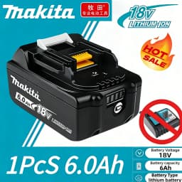 100% Original 18V 6Ah Makita Battery, Used for High-Capacity Rechargeable Power Tools, Backup Lithium-Ion Battery + Charger