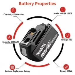 100% Original 18V 6Ah Makita Battery, Used for High-Capacity Rechargeable Power Tools, Backup Lithium-Ion Battery + Charger