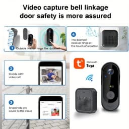 Tuya WiFi Home Smart Video Doorbell Outdoor Bidirectional HD Door Eye Camera 1080P Support SD Card Cloud Storage Waterproof